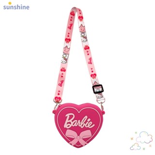 กระเป๋าใส่เหรียญ SSUNSHINE Kawaii พร้อมสายคล้องไหล่ รูปหัวใจ สามารถปรับได้ สีชมพู สําหรับเด็กผู้หญิง