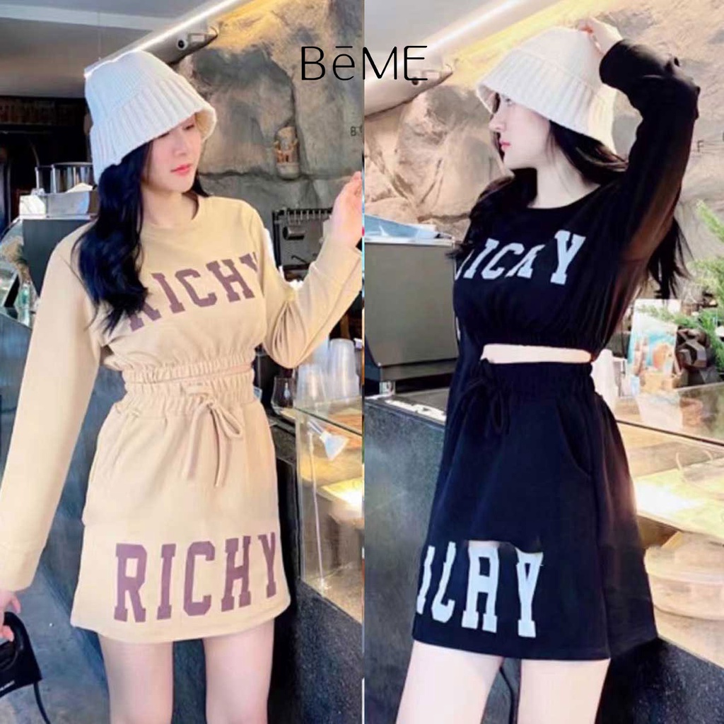 ชุดเซ็ตสไตล์เกาหลี ชุดสูทสั้น2ชิ้น เสื้อครอปเเขนยาว+กระโปรงสั้น