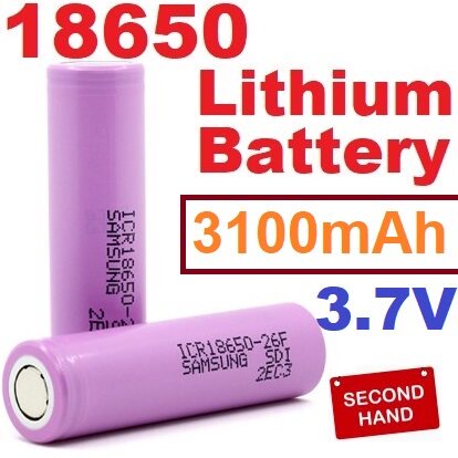 ถ่าน 18650 สีม่วง 3.7V 3100mAh แท้มีแบรน Samsung LG Sanyo เป็นแบตมือสองแกะจากแบตโน๊ตบุ๊ค ถ่านชาร์จ Lithium Battery Li-io