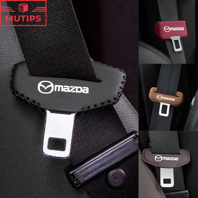 Mazda คลิปหัวเข็มขัดนิรภัยรถยนต์ ปลอกห เครื่องหนัง ป้องกันรอยขีดข่วน อุปกรณ์เสริมตกแต่ง 2 3 CX5 CX30 CX8 CX3 Mazda2 6 5 CX9 BT50