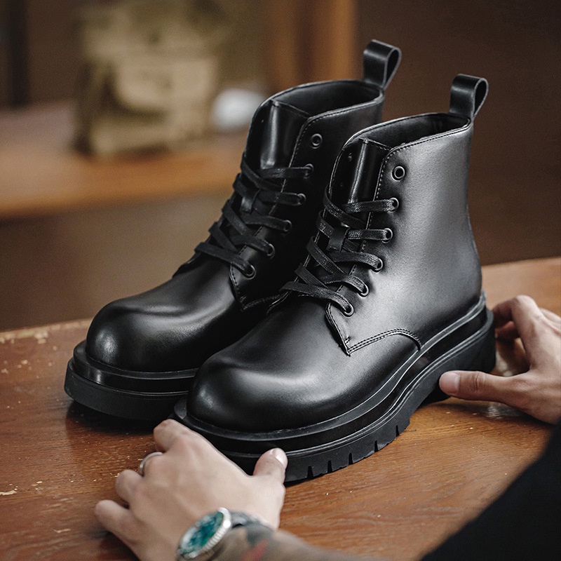 โมเดิร์น Mr.A หนาSoled Martinรองเท้าผู้ชายสไตล์อังกฤษรอบToe Big Toeรองเท้าหนังรองเท้าสั้นHigh-Top De