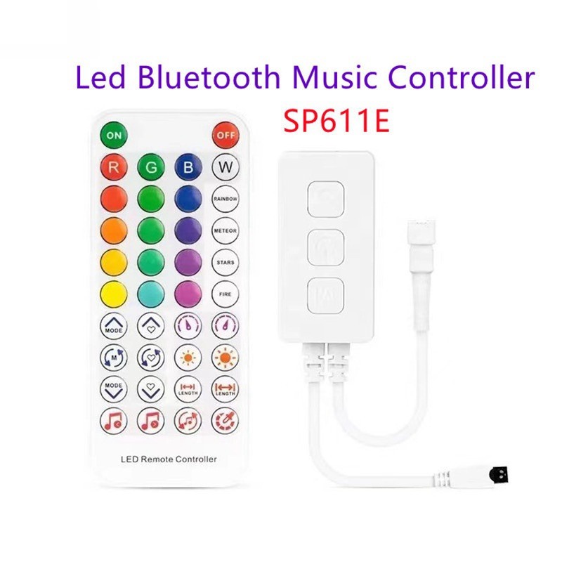 รีโมตคอนโทรล DC5V-24V SP611E RGB บลูทูธ ควบคุมผ่านแอพเพลง IR 38 คีย์ สําหรับแถบไฟ Led RGB WS2811 ws2812B