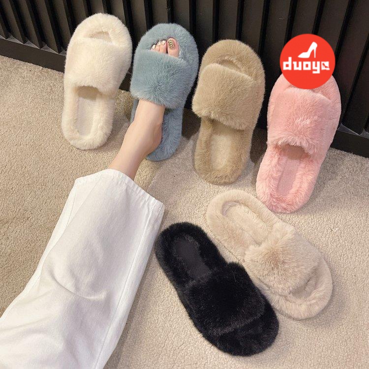 Duoya Factory รองเท้าแตะลําลอง ผ้าฝ้าย ขนปุย ระดับไฮเอนด์ สไตล์เกาหลี สําหรับสตรี เหมาะกับฤดูใบไม้ผลิ ส่งฟรี