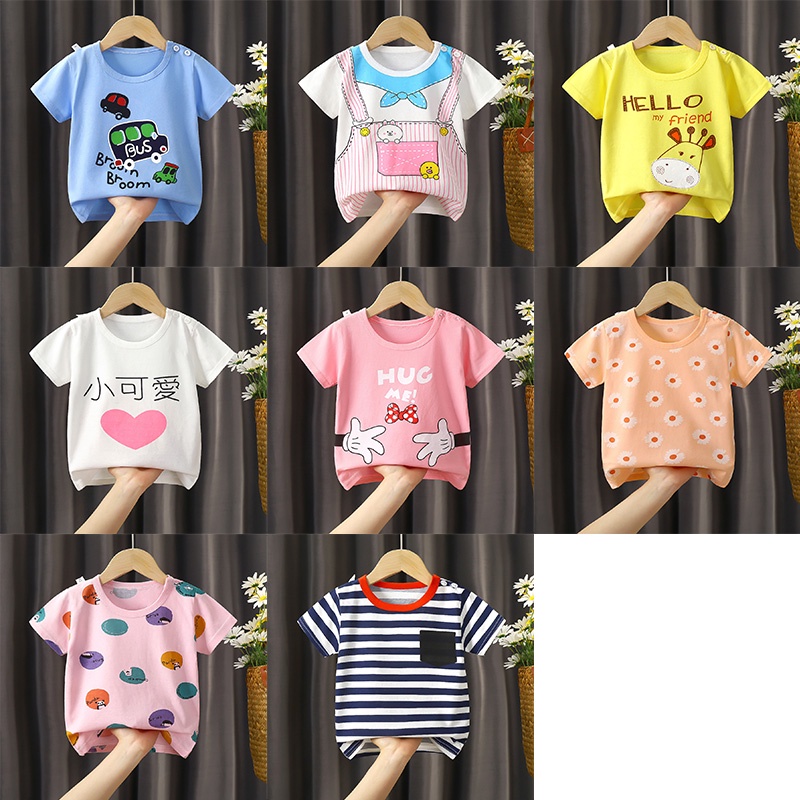 90-120ฤดูร้อน เสื้อยืดแขนสั้นเด็กลายการ์ตูนน่ารัก ผ้านุ่มใส่สบาย ลายเยอะ สีครบ ไซส์ครบ เสื้อเด็ก6-9-12เดือน 1ขวบ 2ขวบ 3ขวบ 4ขวบ