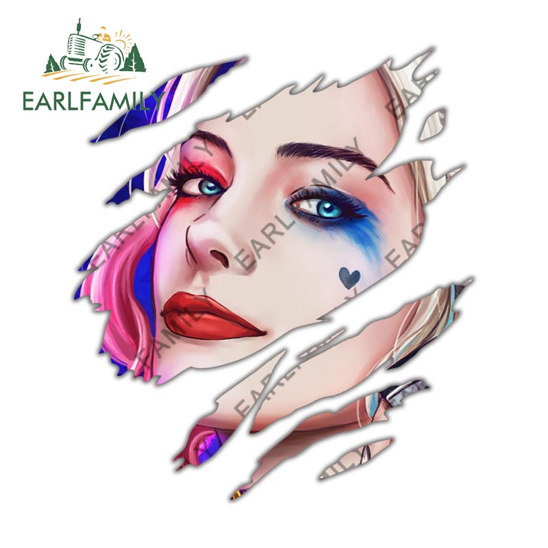 EARLFAMILY 30 ซม.Harley Quinn Tear อะนิเมะรถอุปกรณ์เสริมกันชนTrunk DIYการ์ตูนกระดานโต้คลื่นรถจักรยานยนต์Decals PVCรถอุปกรณ์เสริม