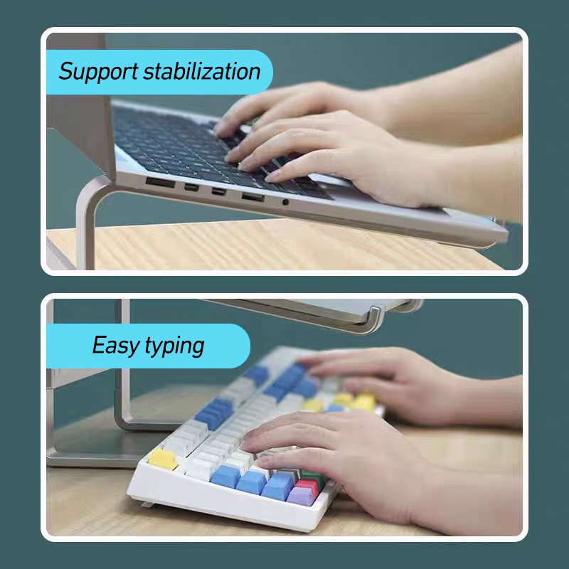 แท่นวาง Notebook Macbook อะลูมิเนียม ที่รองโน๊ตบุ๊ค มียางกันรอย รองรับจอขนาด 10-18 นิ้ว รับน้ำหนักได้ 50KG จัดเก็บง่าย