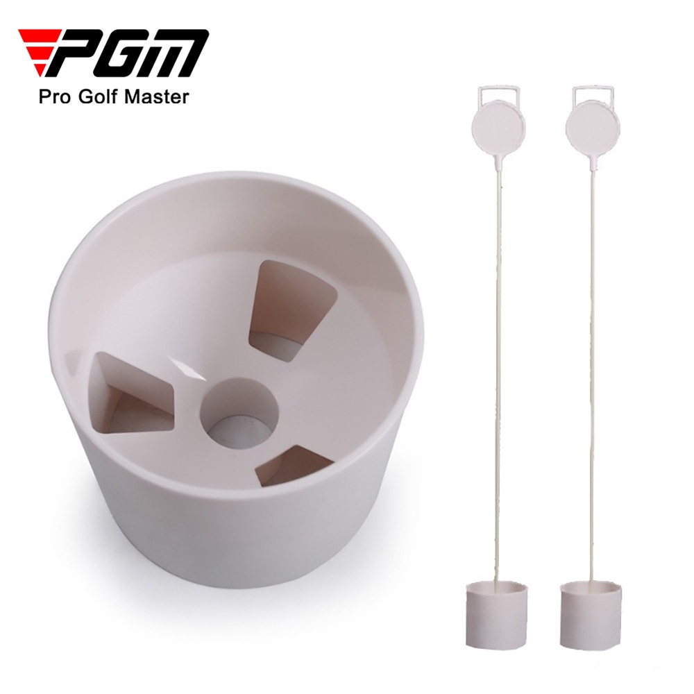 Pgm DB001 พลาสติก หลุมกอล์ฟ อุปกรณ์ฝึกตีกอล์ฟ สีขาว หลุมกอล์ฟ พัตเตอร์ ธงกอล์ฟ สติ๊ก สวน ฝึก สนามหลังบ้าน ฝึกพัตติ้ง เครื่องมือ