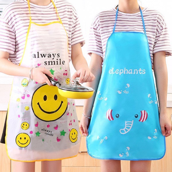 ผ้ากันเปื้อน PVC ลายการ์ตูน 70x50 CM กันน้ำ คราบสกปรก คล้องคอและผูกหลัง พร้อมส่ง #E-0028