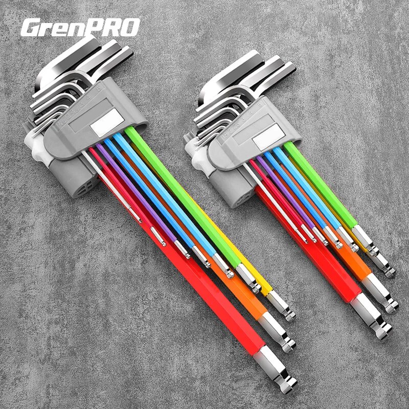 GrenPRO Allen Key Set Screwdriver 9pcs Set Hexagon Spanner Universal Hex Wrench 6 Angle Six-Lens Bal