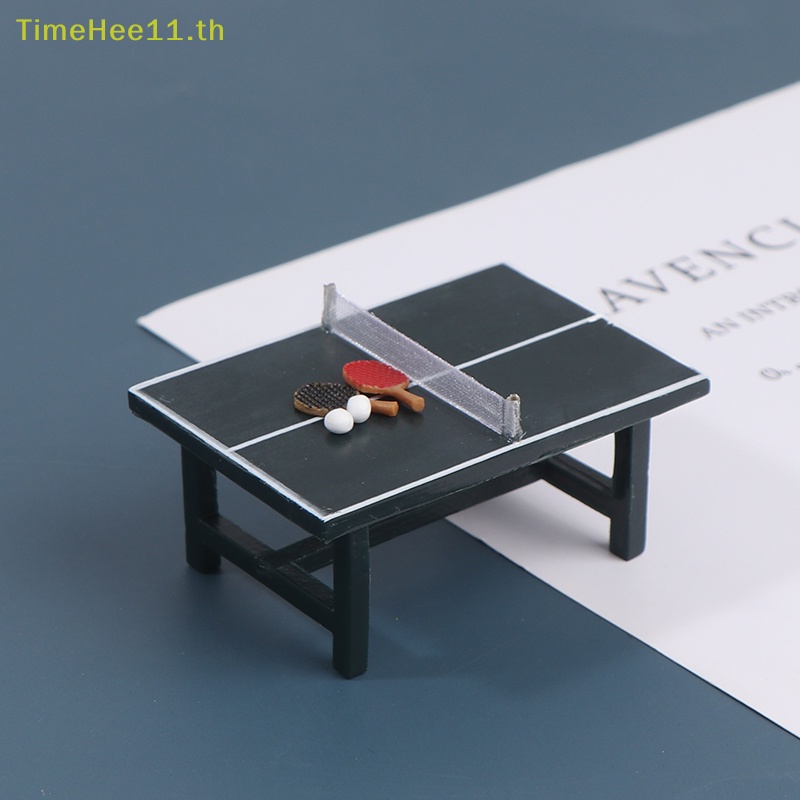 Timehee โต๊ะปิงปองจิ๋ว พร้อมลูกบอล และไม้ตี ของเล่นเด็ก สําหรับบ้านตุ๊กตา TH