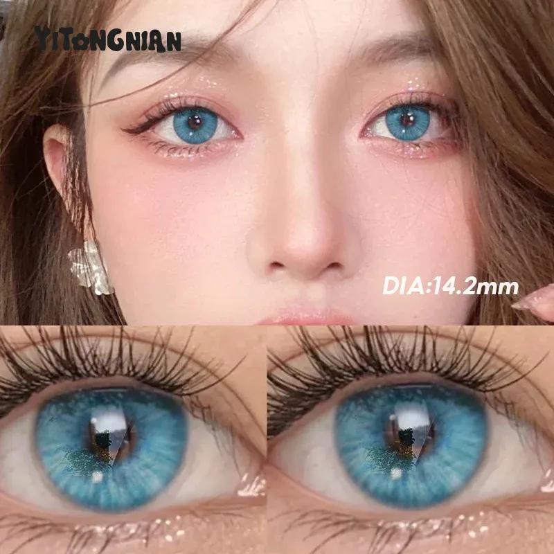 Yi Tong Nian คอนแทคเลนส์ ขนาดใหญ่ เส้นผ่าศูนย์กลาง 14.2-14.5 มม. สําหรับแต่งหน้า 1 คู่ 2 แพ็ค