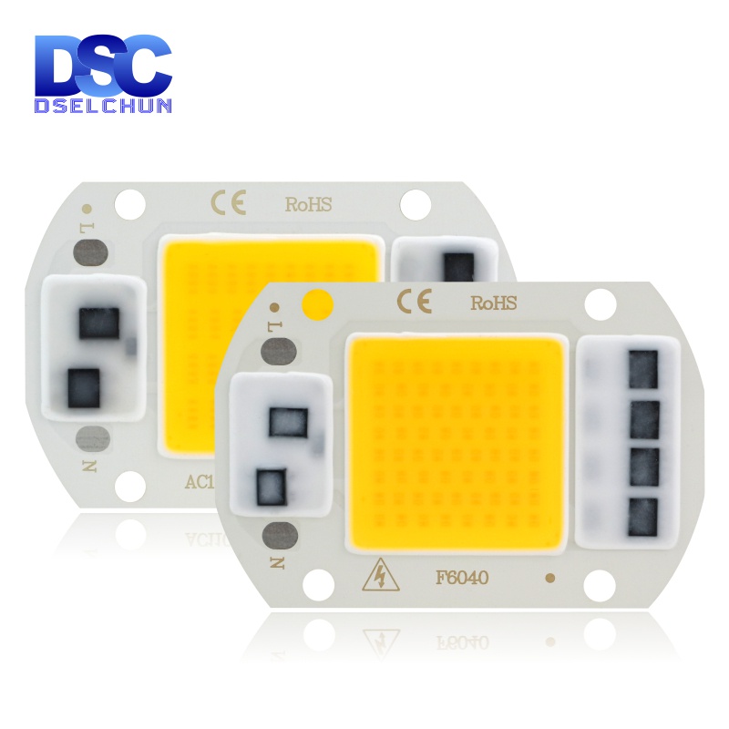 Dselchun LED COB ชิป 110V 220V 10W 20W 30W 50W สมาร์ท IC ไม่ต้องใช้ไดร์เวอร์หลอดไฟ LED ลูกปัดสําหรับสปอตไลท์น้ําท่วม