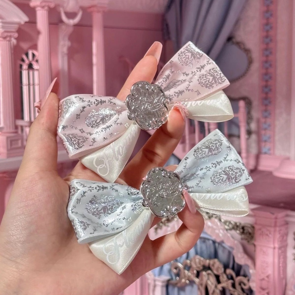 Flower Knows New Swan Ballet Barrettes Princess Sweet Cream Powder Cream Blue Two-Piece Bow