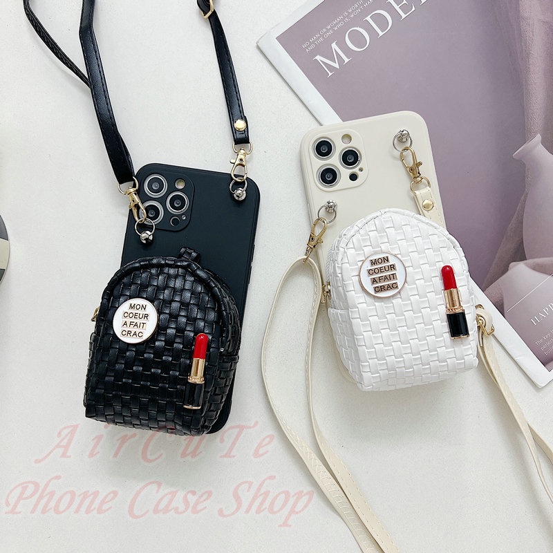 เคส Samsung A15 A14 A13 A12 A11 A05 A05S A04 A04S A03 A03S A02 A02S A73 A72 A71 A70 A55 A54 A53 A52 A52S A51 A50 A50S A35 A34 A33 A32 A31 A30 A30S A25 A24 A23 A22 A21S A20 A20S A10S 4G 5G Protect Camera Fashion Knit Lipstick Change Bag Lanyard Soft Case