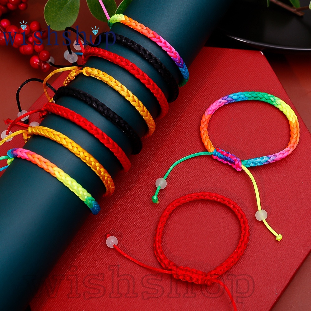 Lucky,zodiac Year Weave Red Ropes - กําไลข้อมือเชือกถัก แฮนด์เมด ปรับได้ เครื่องประดับ ของขวัญ สําหรับผู้หญิง ผู้ชาย คู่รัก สีรุ้ง