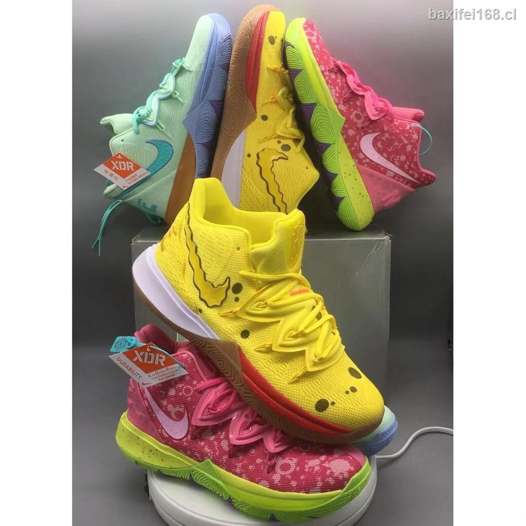 Nike x Spongebob Squarepants Kyrie 5 Men รองเท้าบาสเก็ตบอลแฟชั่นรองเท้าผ้าใบพร้อมสต็อก
