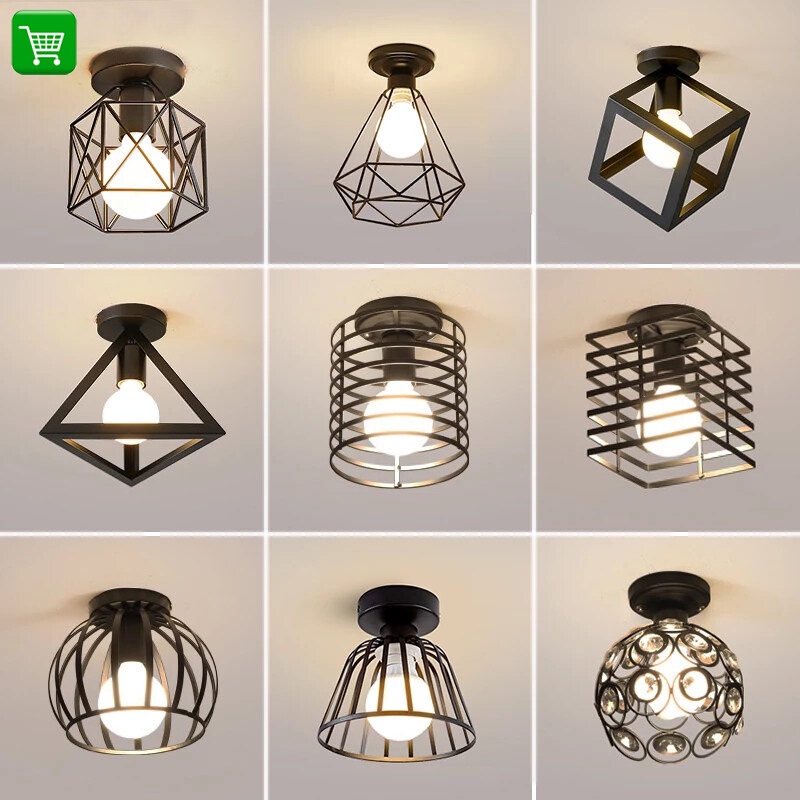 โคมไฟเพดาน ไฟ LED E27 สไตล์โมเดิร์น ร้านอาหาร ห้องนั่งเล่น ห้องนอน โคมไฟทางเดิน Loft Retro Pendant Lamp Ceiling Light
