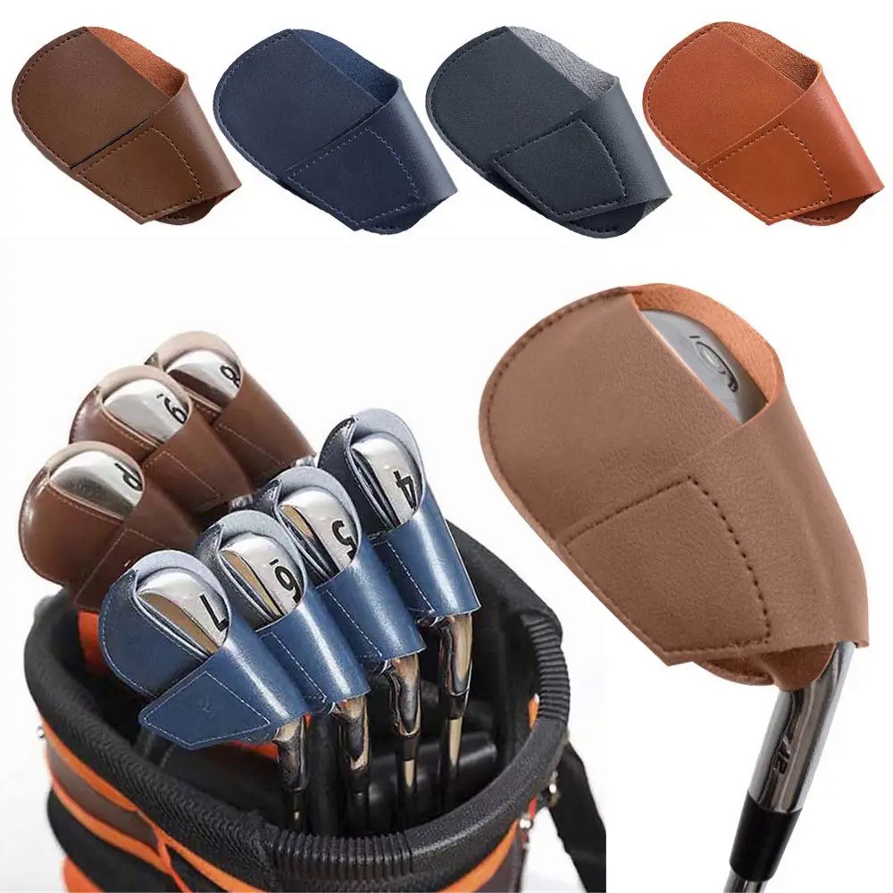 Golf Iron Head Cover Leather With Magic Tapes Inside Golf Club Cover Protective Head Cover Long Neck Driver Golf Sport A