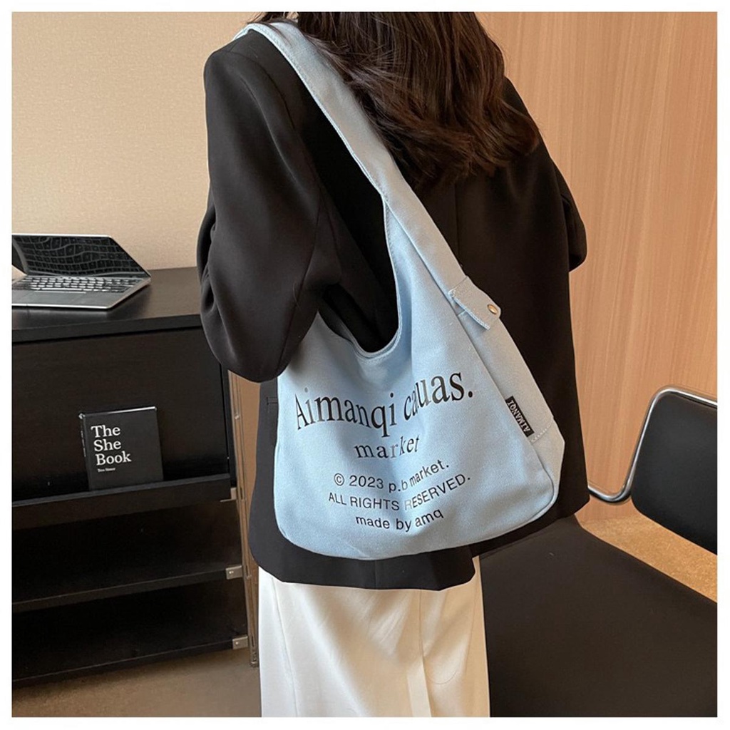 【พร้อมส่ง】miss bag fashion กระเป๋าผ้าสะพายข้างสะพายไหล่ ผ้าแคนวาสสำหรับผุ้หญิงสไตล์เกาหลี