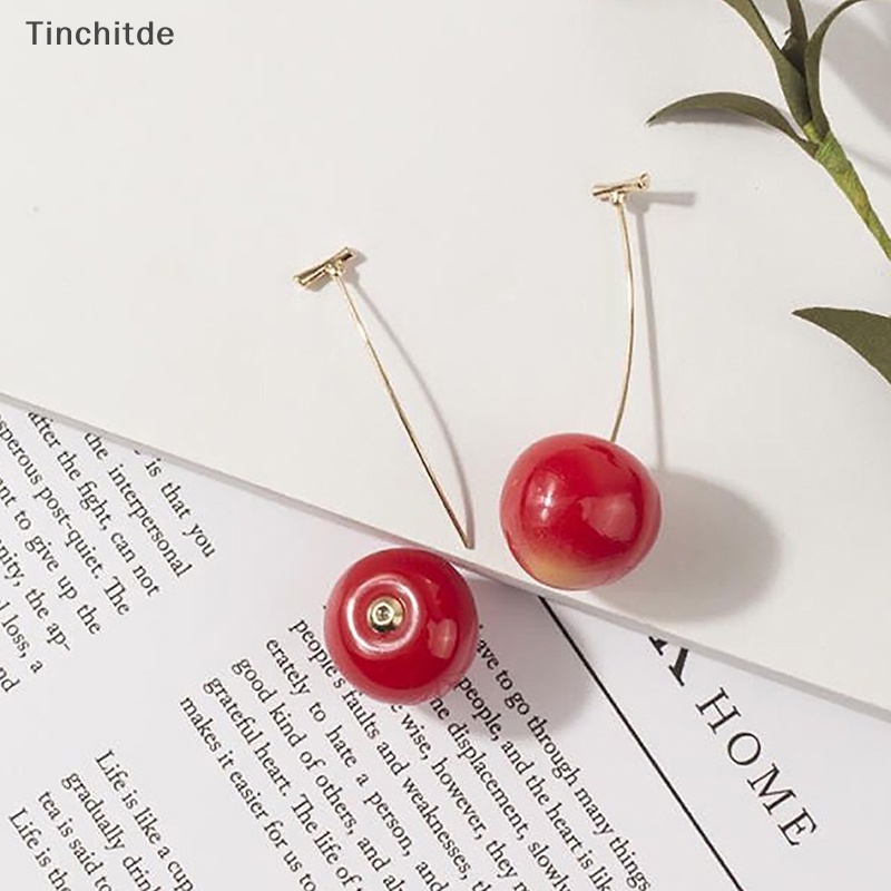 [Tinchitde] ใหม่ ต่างหู จี้เชอร์รี่น่ารัก สีแดง เครื่องประดับ สําหรับผู้หญิง สํานักงาน ปาร์ตี้ 1 คู่ [Preferred]