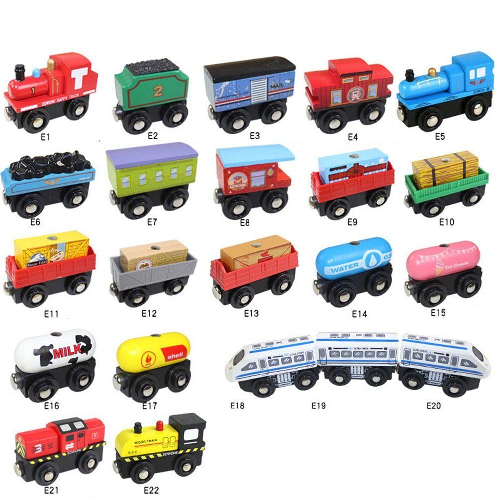 Jarrediw รถไฟแม่เหล็กของเล่น,ไม้หัวรถจักรรางรถไฟ,อุปกรณ์รถไฟประกอบรถไฟรุ่นผสมรถไฟติดตามรถเด็กของขวัญ