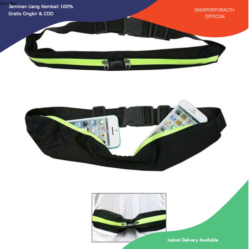 [366SH] RUNNING WAIST BAG JOGGING GOBELLT DOUBLE PACKAGE RUNNING BAG / RUNNING BELT WATERPROOF / WAI