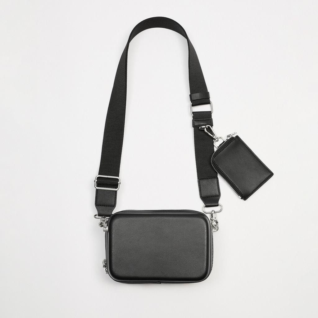 ZARA ซาร่า ผู้ชาย กระเป๋า2023ใหม่สองชิ้นฮาร์ดมินิสะพายข้างสะพายสายสะพายกว้างเนื้อสบายๆสี่เหลี่ยมเล็กกระเป๋าโทรศัพท์สลิงกระเป๋าผู้ชายชายกร