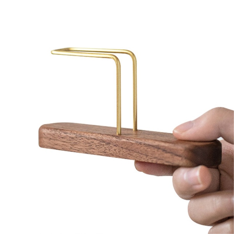 Cc Walnut Stand Fan Shape Filtering Paper Rack ชั้นวางจอแสดงผลกรองกาแฟ