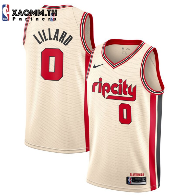 [XAOMM.TH] เสื้อกีฬาแขนกุด ลาย NBA Jersey Portland Blazers No.0 Lillard Lillird Jersey สีขาว