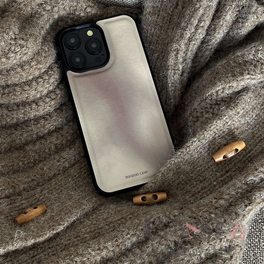 เคสหนังสีเทาสําหรับ iPhone 16 15 14 13 12 11 Pro Max ครอบคลุมเต็มรูปแบบการออกแบบรูกระจกรูขนาดใหญ่ ฝาครอบป้องกันการตก