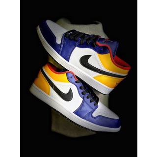 Nike Air Jordan 1 Low 'Royal Yellow' Originals คุณภาพ 100% 553558-123 รองเท้าบาสเก็ตบอล/รองเท้าผ้าใ
