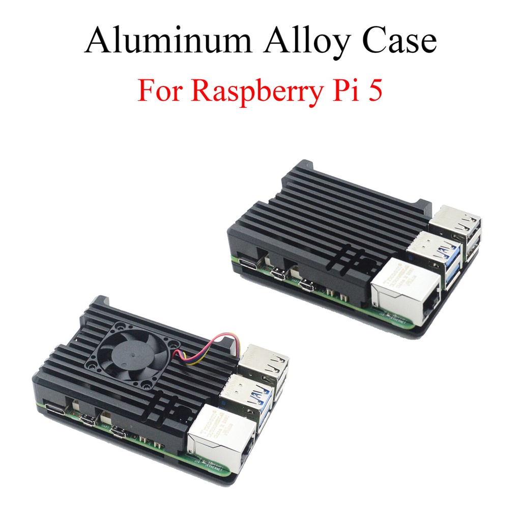 เคสอลูมิเนียมอัลลอยด์ พร้อมพัดลมระบายความร้อน สําหรับ Raspberry Pi 5
