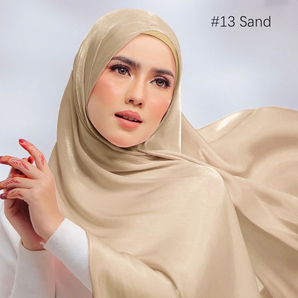 ผ้าพันคอฮิญาบ ผ้าซาติน ประดับชิมเมอร์ ขนาด 170X75 ซม. สไตล์มุสลิม สําหรับผู้หญิง