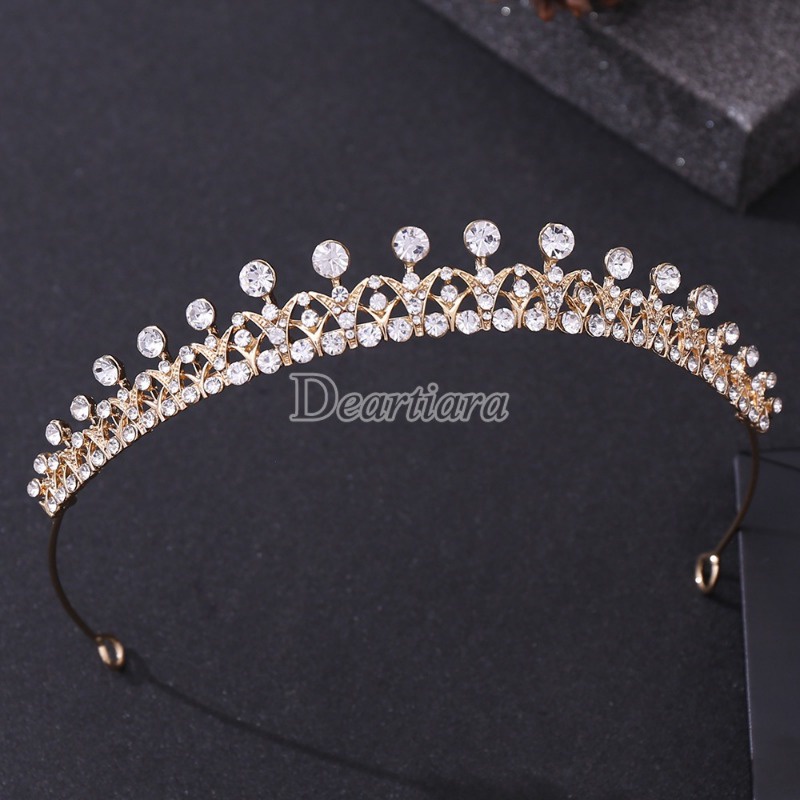 SpotBridal Headdress และเครื่องประดับผมฝังโลหะผสม Rhinestone Simple Small Crown