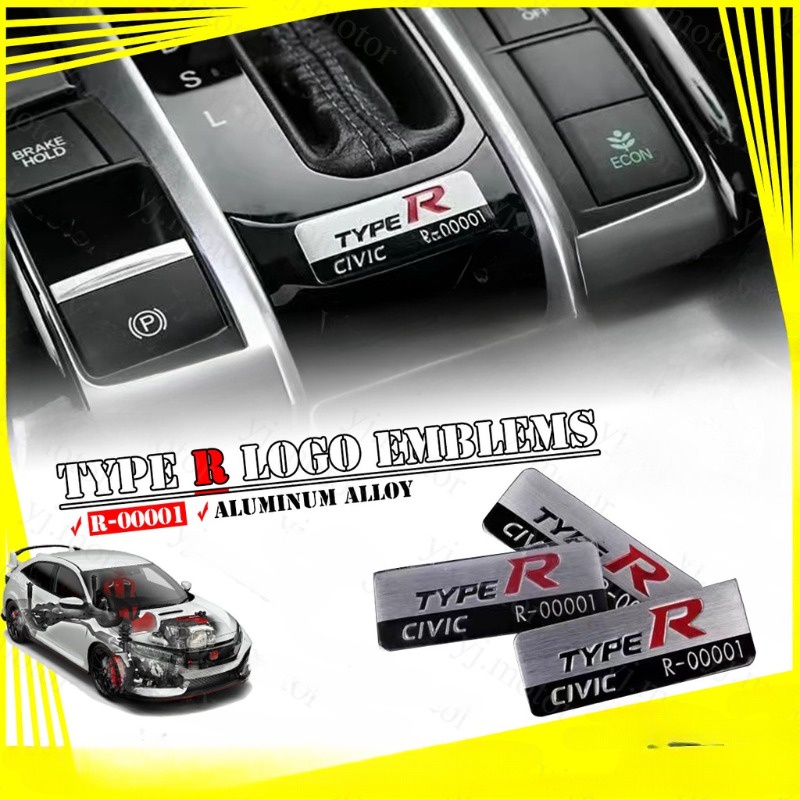 Lt ป้ายโลโก้สัญลักษณ์ รูปตัว R อุปกรณ์เสริม สําหรับตกแต่งภายในรถยนต์ Honda Civic