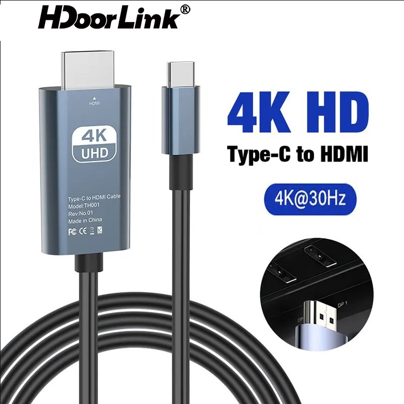 Hdoorlink อะแดปเตอร์แปลงสายเคเบิ้ล USB Type C เป็น HDMI 4K 30HZ สําหรับ I phone 15 Samsung TV I Pad 