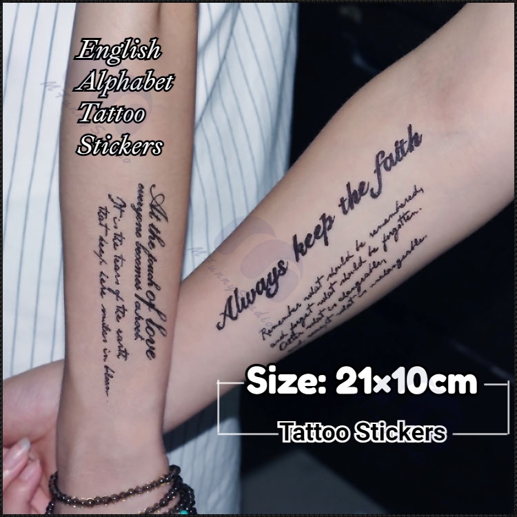 MF Magic Tattooประโยคสั้นในสติ๊กเกอร์รอยสักชั่วคราวภาษาอังกฤษ Long Lasting Waterproof Magic Tattoo รอยสักปลอม Last Up ถึง 15 วัน รอยสักกึ่งถาวร