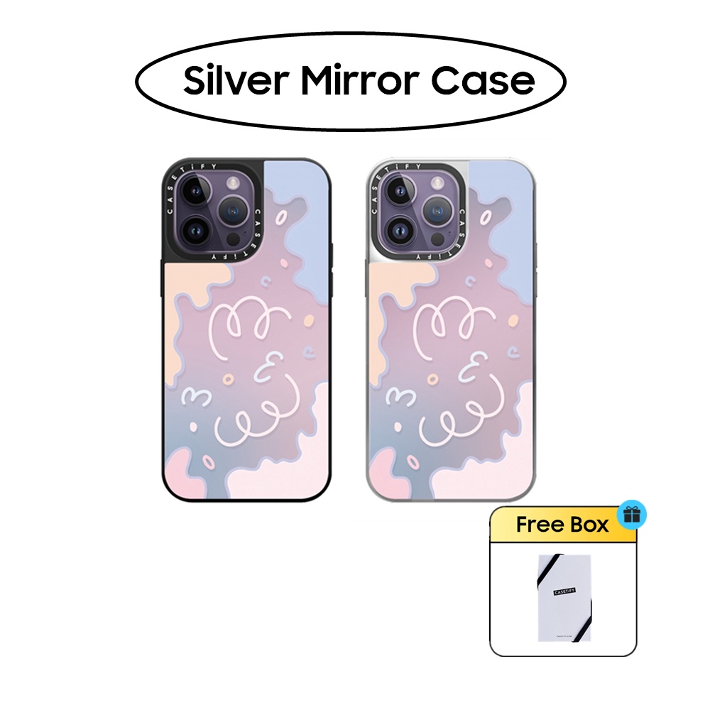 Casetify Silver Mirror Transparent Pastel Gradient เคสโทรศัพท์มือถือแบบแข็ง ใส ไล่โทนสีพาสเทล พร้อมกระจก สีเงิน สําหรับ iPhone 11 12 13 14 15 Pro Max