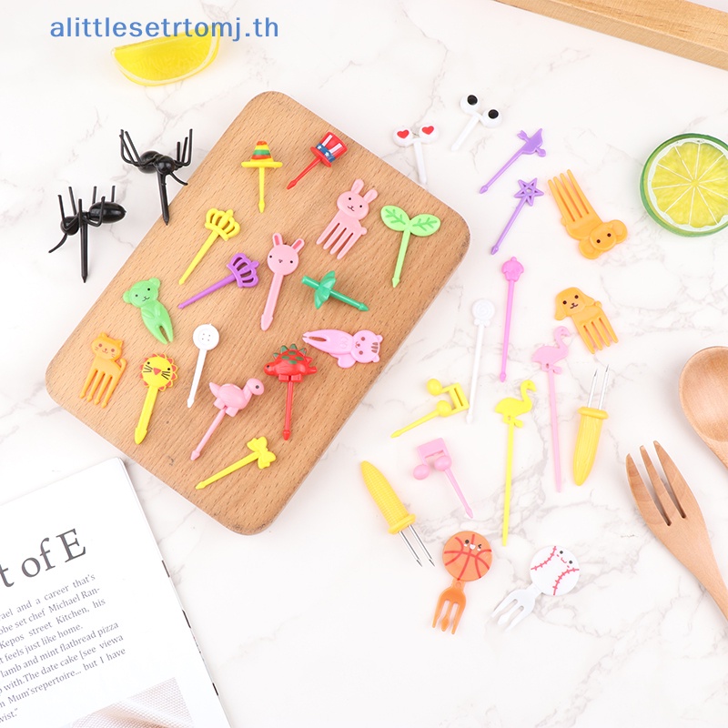 Alittlese ส้อมจิ้มผลไม้ เบนโตะ พลาสติก ลายการ์ตูนสัตว์ 6 8 10 12 ชิ้น
