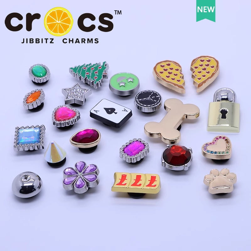 jibbitz crocs แท้ หัวเข็มขัดโลหะ รูปดอกไม้ คุณภาพสูง สําหรับตกแต่งต้นคริสต์มาส DIY