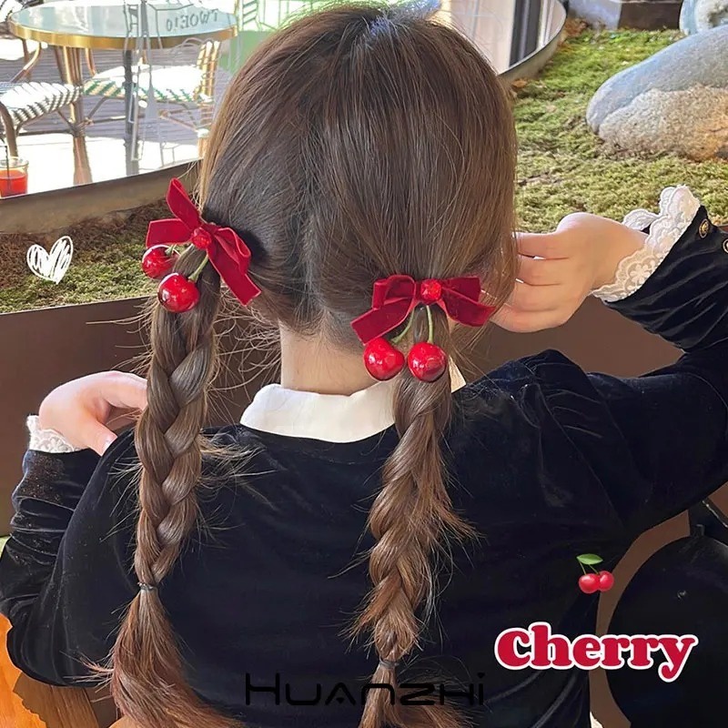 1 ชิ้น หวาน สีแดง เชอร์รี่ โบว์ กํามะหยี่ กิ๊บ สําหรับเด็กผู้หญิง สไตล์เกาหลี โบว์ เครื่องประดับผม วินเทจ สีแดง กิ๊บติดผม เครื่องประดับผม