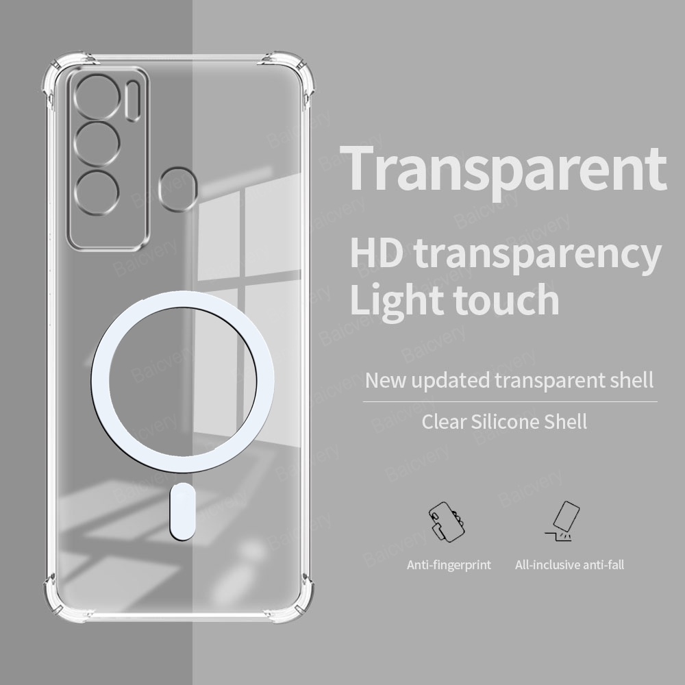 Tecno Pova Neo LE6, LE6h เคสกันกระแทก เคสใส เคสโทรศัพท์ รองรับที่ชาร์จไร้สาย แบบแม่เหล็ก พร้อมที่ยึด