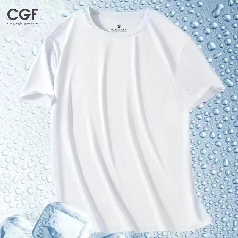 Chaogongfang เสื้อยืดแขนสั้น ผ้าตาข่าย ทรงหลวม ขนาดใหญ่ สีพื้น แฟชั่นฤดูร้อน