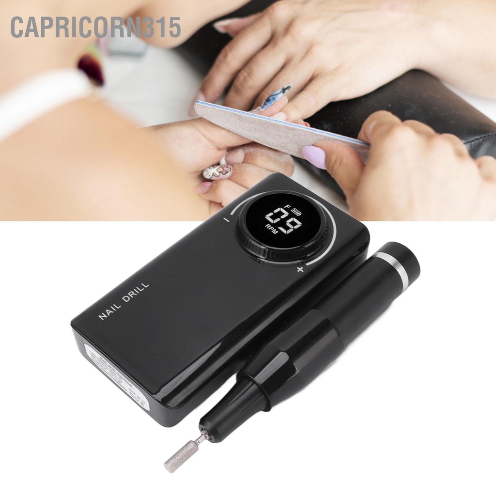Capricorn315 Electric Nail Drill Machine 35000RPM LED Display Rechargeable Polishing Grinding