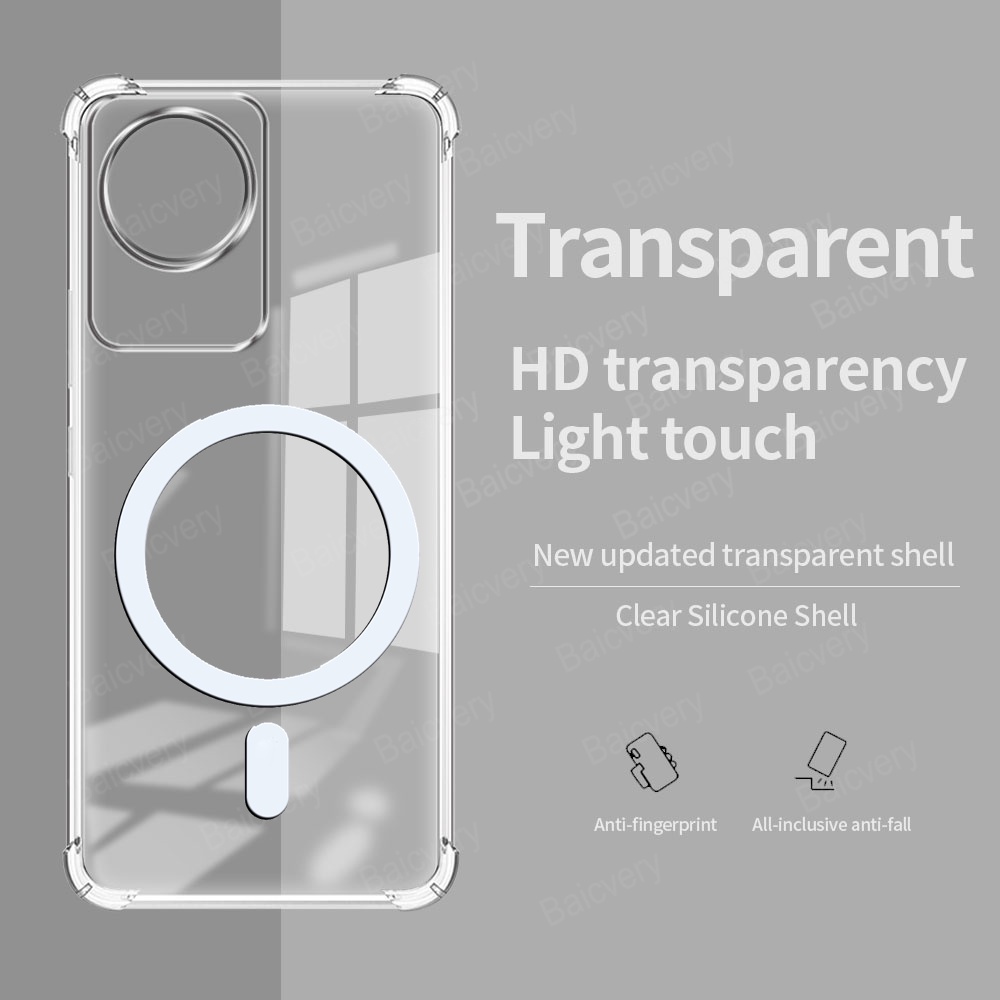 เคสโทรศัพท์มือถือแบบใส กันกระแทก พร้อมที่ชาร์จแม่เหล็กไร้สาย สําหรับ VIVO Y02 VIVO Y02A VIVO Y02T VI