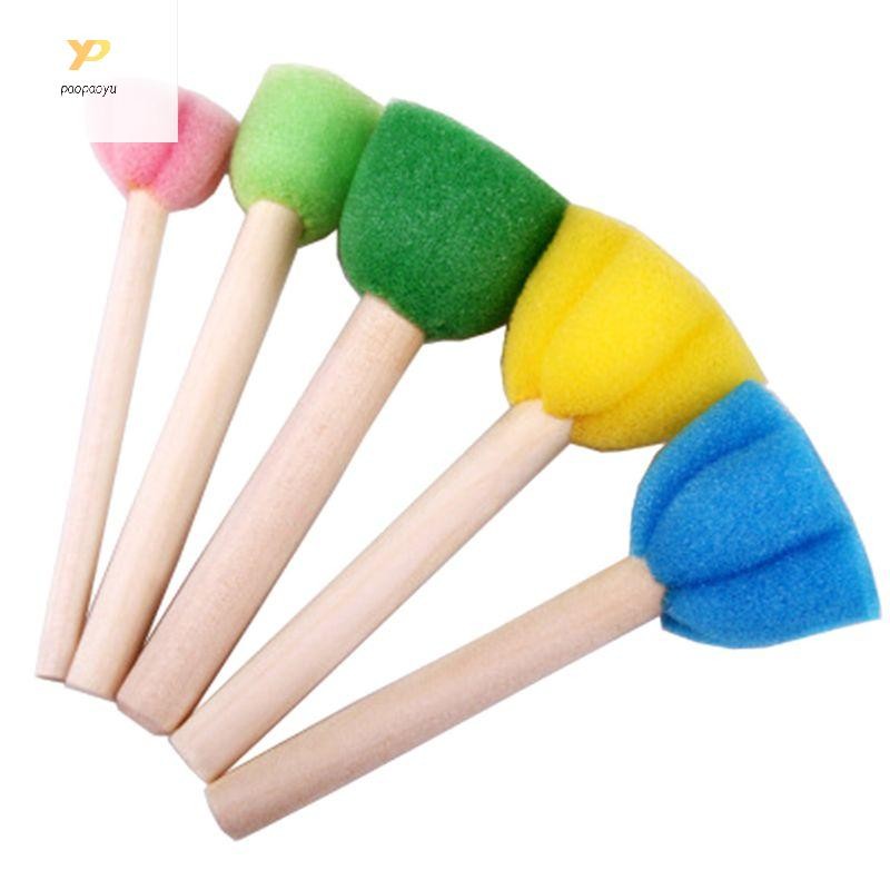 5Pcs Sponge Brushes Drawing Toys Children Art Flower Pattern DIY Painting Tools