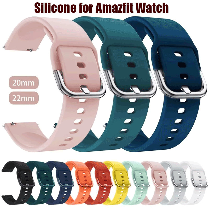 20 มม./22 มม.สําหรับ Amazfit GTS/2/2e/3/4 GTS2 Mini/GTR 4/3/Pro/47 มม./GTR2/2e/stratos 2/3 สร้อยข้อมือซิลิโคน Amazfit Bip