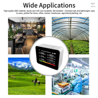 WiFi 13 in 1 Tuya APP อัจฉริยะ Air คุณภาพ Monitor ในร่ม 2co8 เครื่องตรวจจับ CO2/TVOC/HCHO/PM2.5/PM1.0/PM10/อุณหภูมิ/ความชื้น/Time/Date/Alarm/Timer/Stopwatch สนับสนุนรีโมทคอนโทรล APP