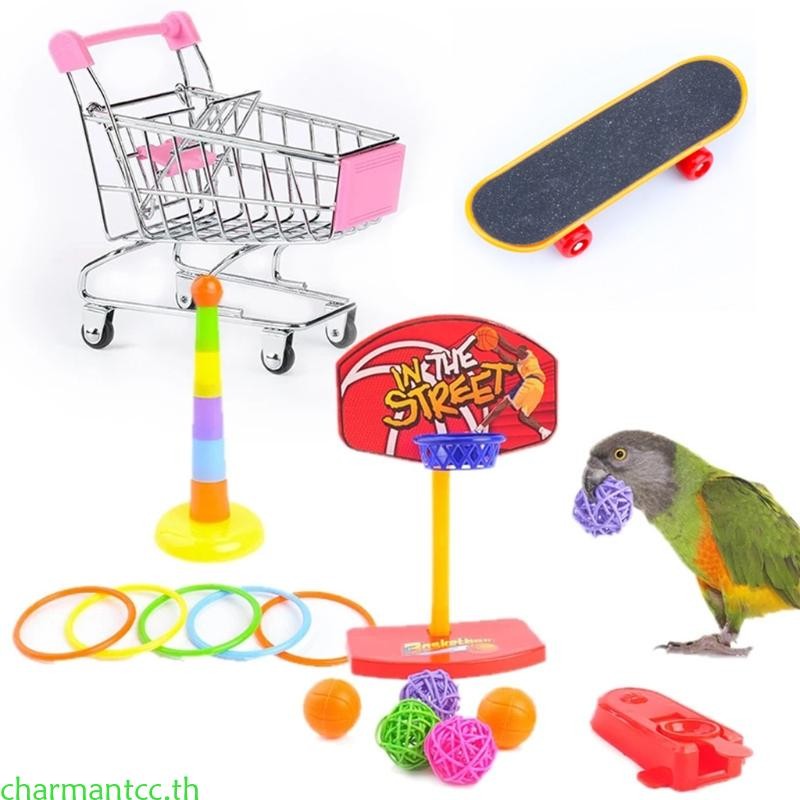 Charmantcc ของเล่นนก 4 รูปแบบชุดของเล่นนกแก้วสําหรับนกขนาดกลางขนาดเล็กของเล่นการฝึกอบรมสติปัญญาปรับปรุงทางกายภาพและวัย