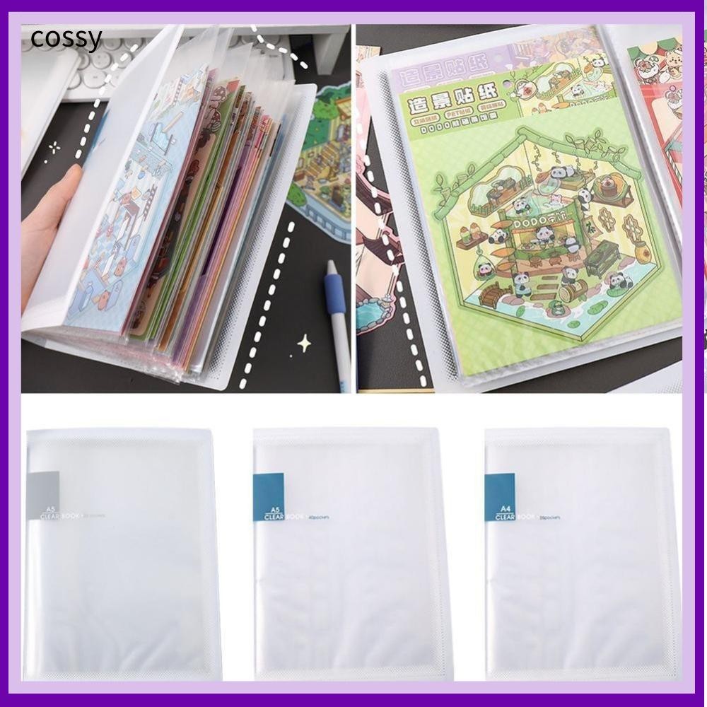 สมุดเก็บสติ๊กเกอร์ทิวทัศน์ COSSY โปร่งใส 20/40 หน้า NoteBook ที่ใส่การ์ดรูปถ่ายนักเรียน, แบบพกพาความจุขนาดใหญ่ A5 แฟ้มโฟลเดอร์สํานักงานโรงเรียน